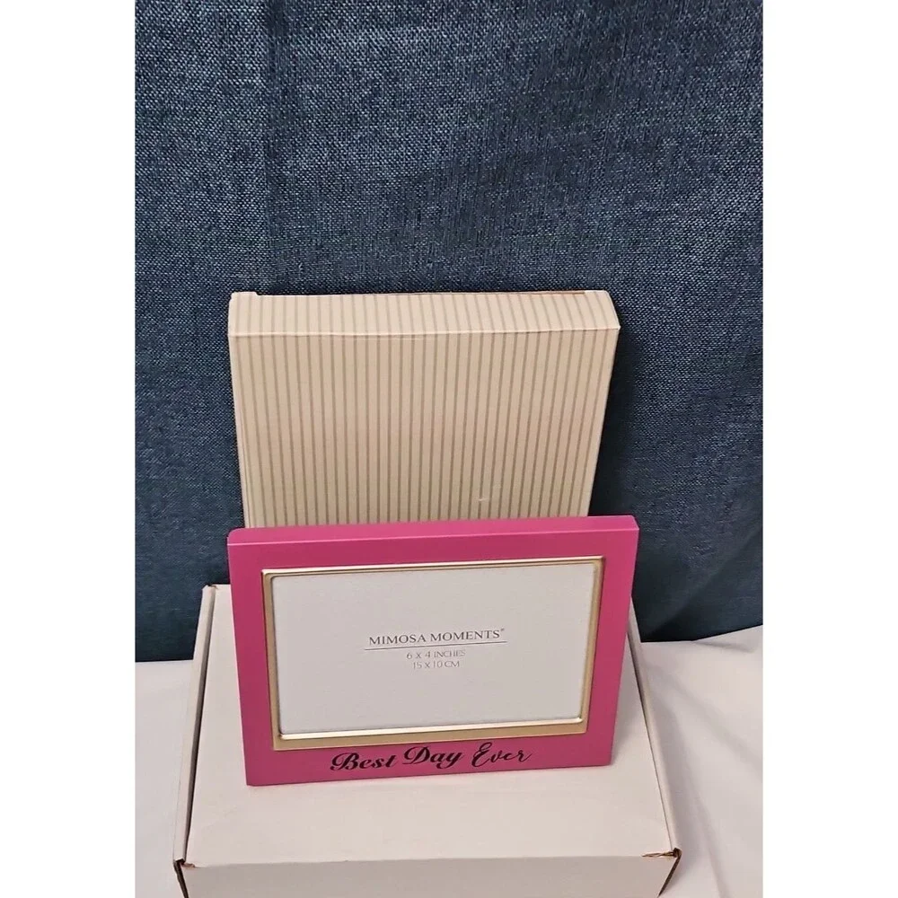 NEW Mimosa Moments Best Day Ever Picture Frame 4x6 | Pink & Gold Wedding Gift